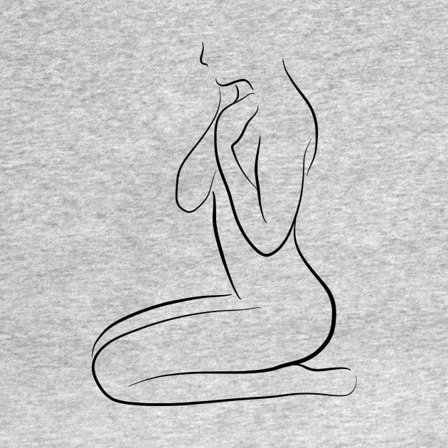 Female Nude Line Drawing - Reflective Rhea by PeachOnAWindowsill